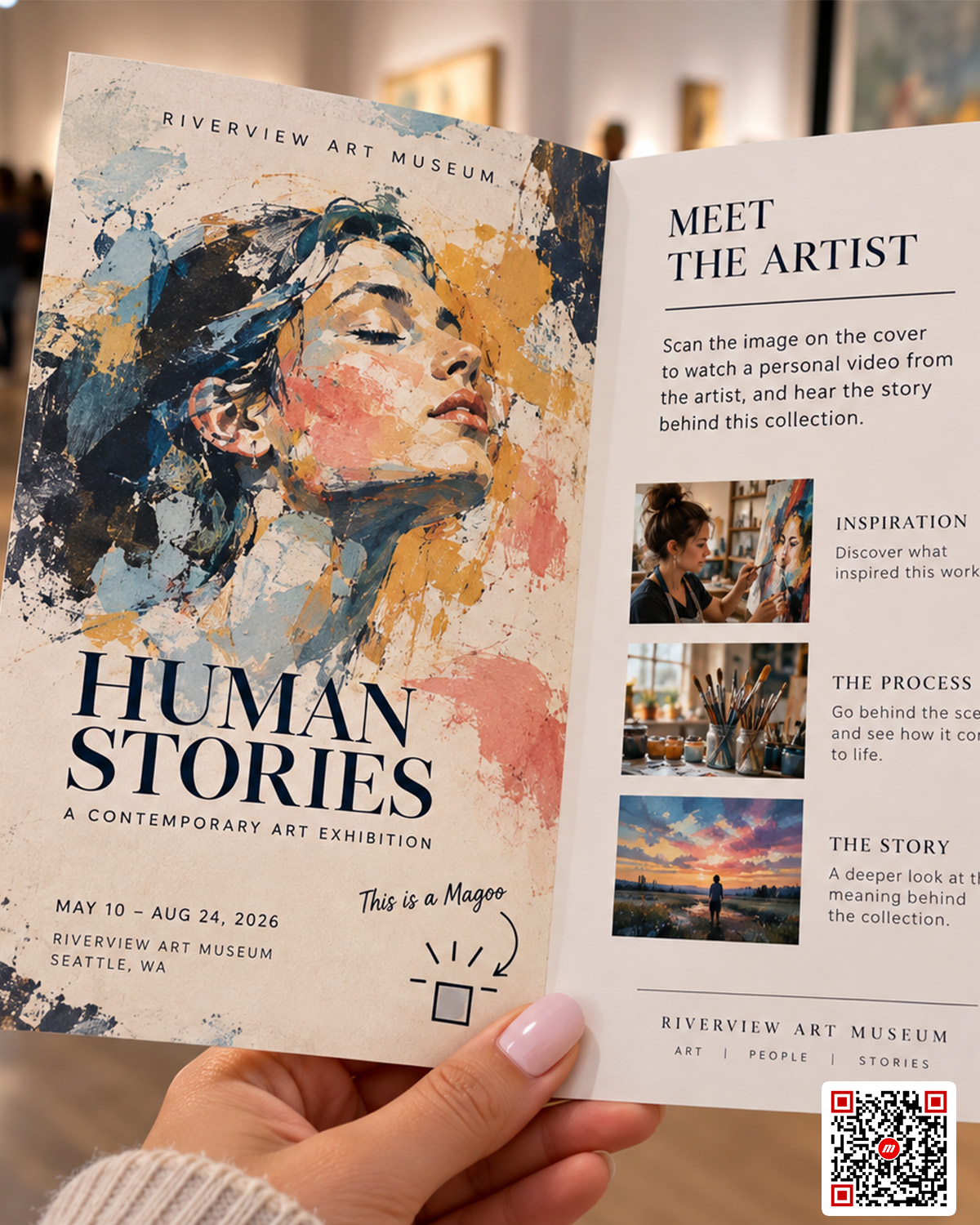 Event invitation that plays a video when scanned with Magoo